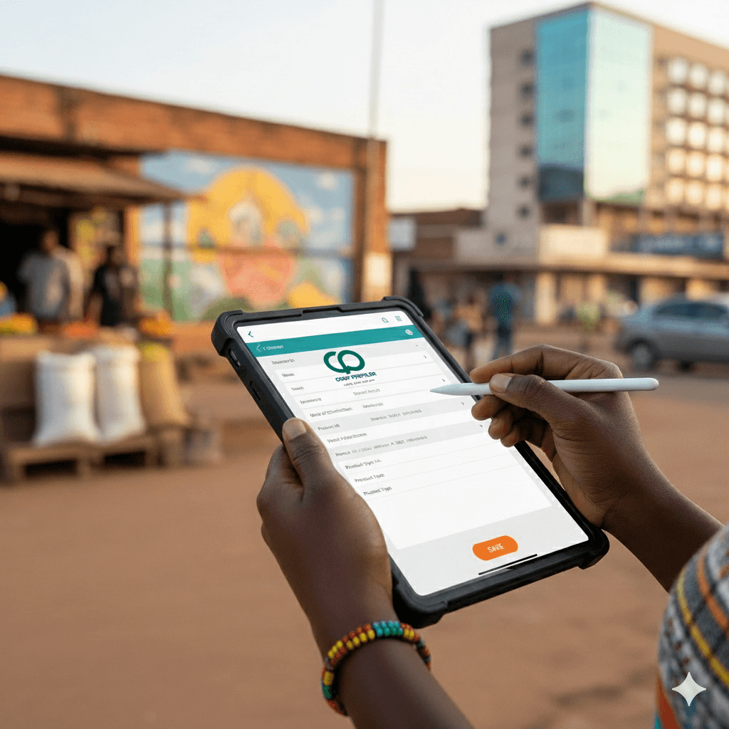 Hand using tablet with CoopProfiler